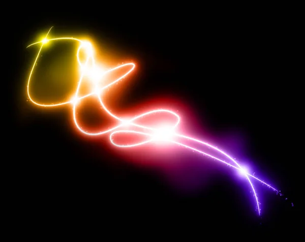 Gebogen, regenboog gekleurde gloeiende lijnen curven ontwerpelement — Stockfoto