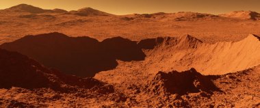 Etkisi ve m büyük krater, Mars - Kızıl gezegen - yatay