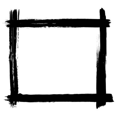 Boya fırça darbeleri grunge siyah çerçeve veya kenarlık