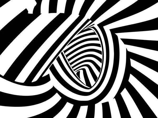 Αφηρημένο μαύρο και άσπρο ριγέ οπτική ψευδαίσθηση τριών dimensio — Φωτογραφία Αρχείου