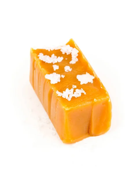 Hand made caramel toffee piece with sea salt — Stock Photo, Image
