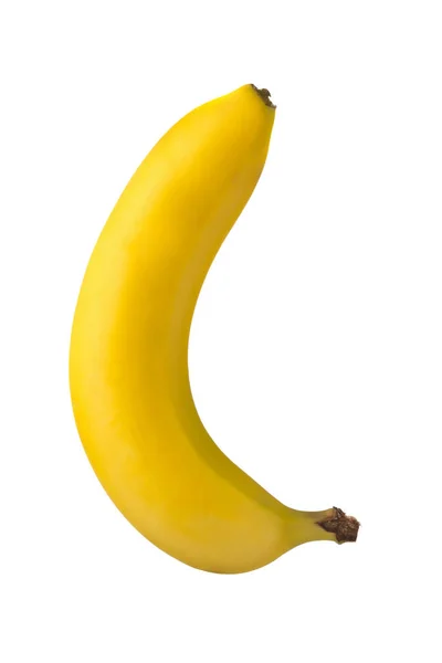Single fresh, yellow, ripe banana on white — Stock Photo, Image