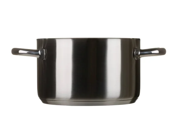 ステンレス鋼を白で隔離される鍋料理を開く — ストック写真