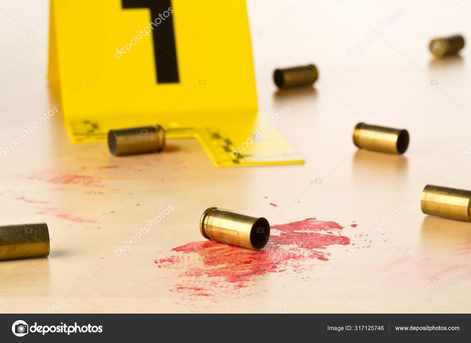 Crime scene investigation CSI evidence marker with empty, fired bullet  casings Stock Photo by ©shawn_hempel 317125746