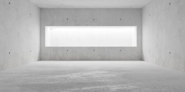 Soyut boş, modern beton oda dolaylı aydınlatma ile