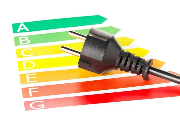 Étiquettes européennes de classification énergétique avec cordon d'alimentation — Photo