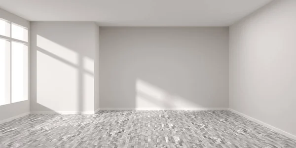 Chambre blanche vide avec murs vides avec ombre de la fenêtre — Photo