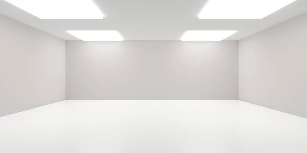Quarto branco vazio com iluminação do teto — Fotografia de Stock