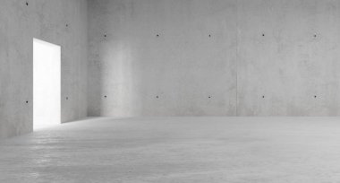Soyut boş, dolaylı aydınlatmalı modern beton oda 