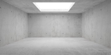 Soyut boş, modern beton oda dolaylı aydınlatma tavan ve kaba zemin