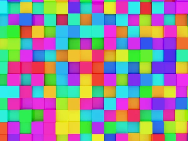 Buntes Spektrum Regenbogenwürfel geometrischer Hintergrund Textur flache Lagesicht von oben — Stockfoto