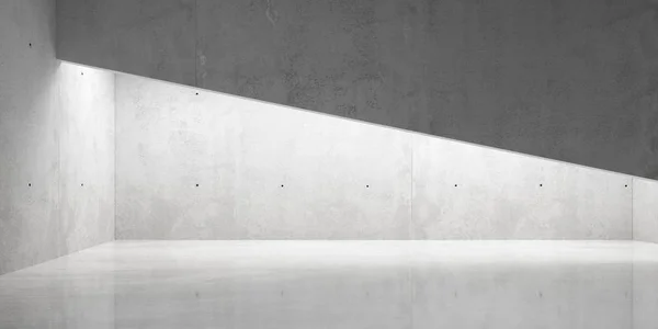 Abstrato vazio, sala de concreto moderno com iluminação indireta da parede traseira e piso brilhante - modelo de fundo interior industrial — Fotografia de Stock