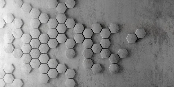 Abstrait Mur Arrière Moderne Béton Hexagonal Nid Abeille Avec Lumière — Photo