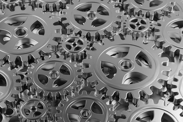 Heap Mechanical Gear Cogwheels Background Industry Teamwork Solution Cooperation Concept — Stock Photo, Image