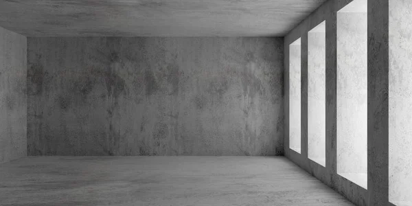 Abstract Empty Modern Concrete Room Indirect Lighting Side Wall Windows — Stock Photo, Image