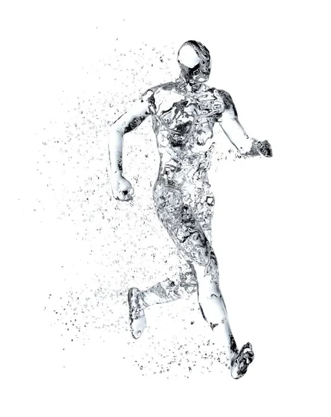 Menschliche Körperform Eines Laufenden Gefüllt Mit Wasser Auf Weißem Hintergrund — Stockfoto