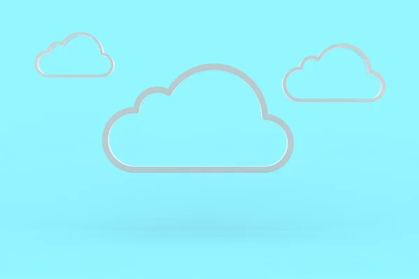 影とコピースペース データやストレージの概念テンプレートとシアンの背景に浮かぶ雲の形 3Dイラスト — ストック写真