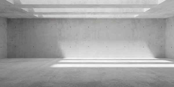 天井光影とラフフロアの抽象的な空の近代的なコンクリートの壁の廊下の部屋 産業インテリア背景テンプレート 3Dイラスト — ストック写真