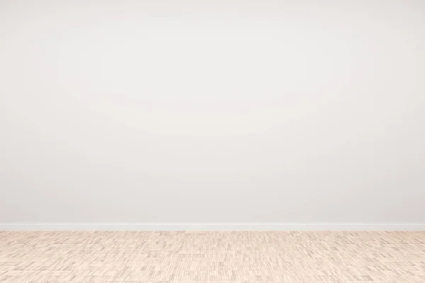 Empty White Room Blank Wall Brown Bamboo Hardwood Floor Presentation — Stock Photo, Image