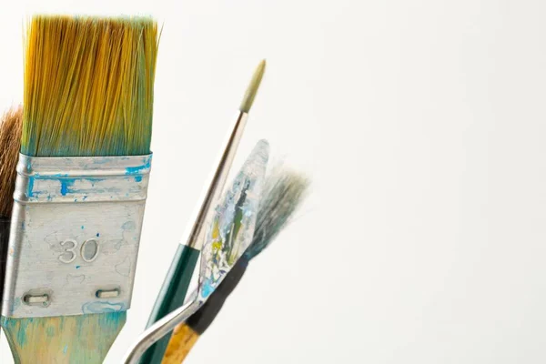 Artistic Art Supply Utensils Paintbrushes Isolated White Background Selective Focus — Stock Photo, Image