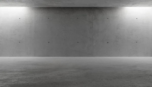 抽象的な空の 奥に無傷の天井照明を備えた現代的なコンクリートの壁の廊下の部屋 産業インテリア背景テンプレート 3Dイラスト — ストック写真