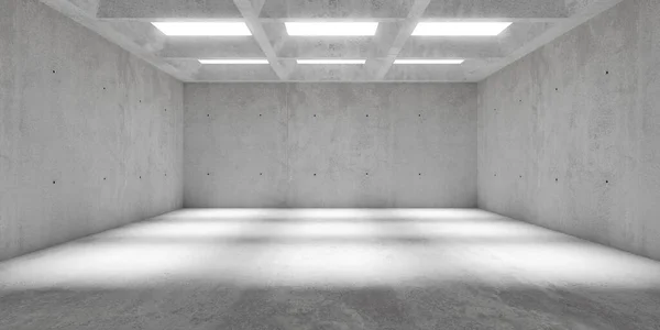 Soyut Boş Modern Beton Duvarlı Koridor Odası Şebeke Tavanı Aydınlık — Stok fotoğraf