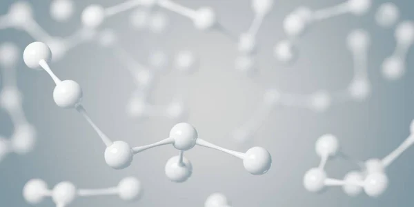 Abstrakt Vit Glänsande Molekyler Flyter Blå Vätska Bakgrund Med Selektivt — Stockfoto