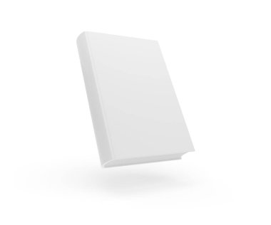 Beyaz arka planda gezinen boş beyaz ciltli kitap şablonu - 3B illüstrasyon