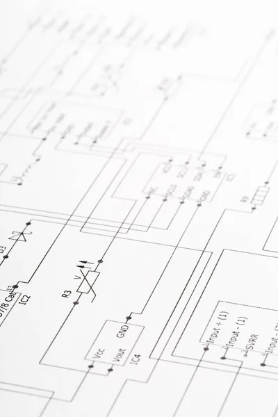 Primer Plano Del Circuito Diagrama Cableado Pcb Enfoque Selectivo — Foto de Stock