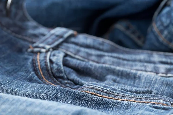 Blauwe Jeans Denim Stof Close Jeans Fashion Concept Achtergrond Selectieve — Stockfoto
