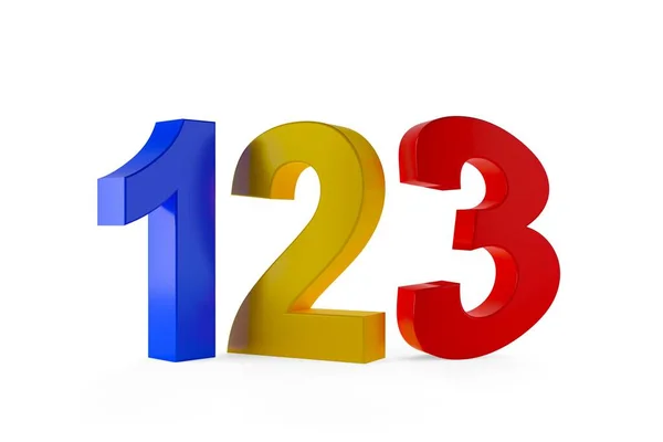 Colorful Blue Yellow Red Numbers One Two Three White Background — Stock Photo, Image