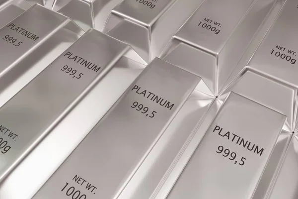 Stacked Rows Shiny Platinum Ingots Bars Background Precious Metal Money — Stock Photo, Image