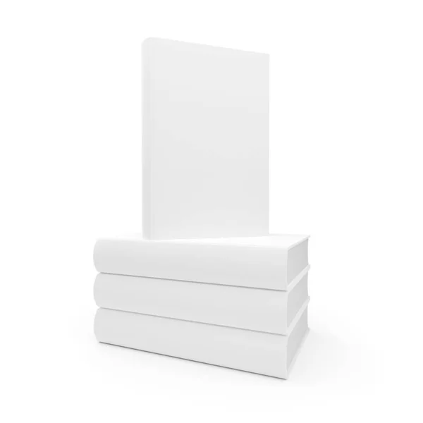 Stack Blank White Hardcover Books Template Mock White Background Ilustração — Fotografia de Stock