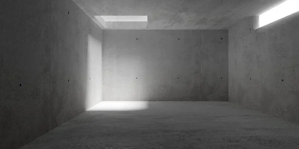 抽象的な空 ライトシャフト ラフフロアの現代的なコンクリートの壁の廊下の部屋 産業インテリア背景テンプレート 3Dイラスト — ストック写真