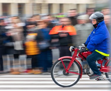 Valladolid, İspanya - 11 Ocak 2020: motosiklet penguenlerle buluşması