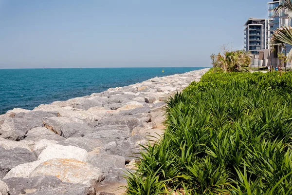 Dubai, Uae, april 2019. Prachtig uitzicht vanaf het Blue Water Island. — Stockfoto