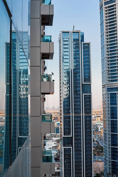 Modern Architecture Skyscraper Large Number Balconies Background Blue Sky City — Stock Photo, Image