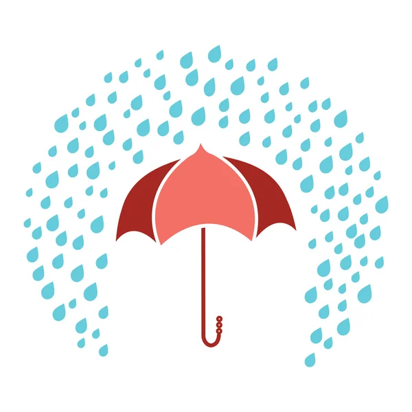 Paraguas rojo proteger de la imagen de lluvia — Vector de stock