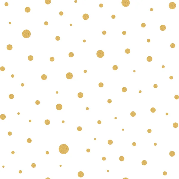 Model fără sudură cu textură de puncte polka aurii pe alb — Vector de stoc