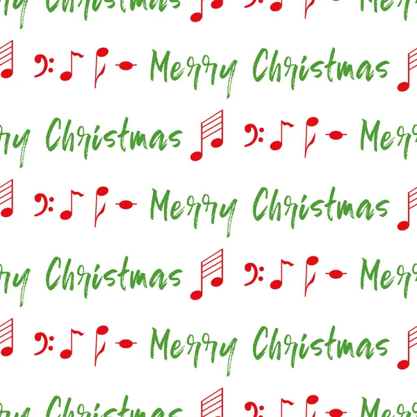 Green red Christmas seamless pattern with small notes, text, lettering — Free Stock Photo