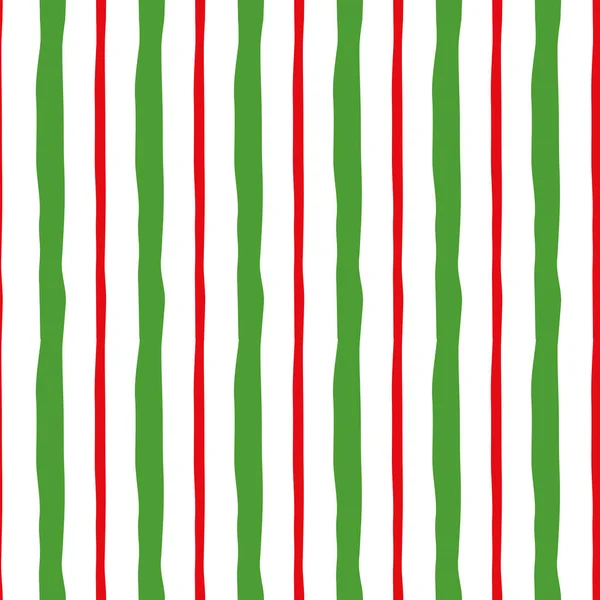 Green red vertical lines Merry Christmas color decorative background Vector seamless pattern — Stock Vector