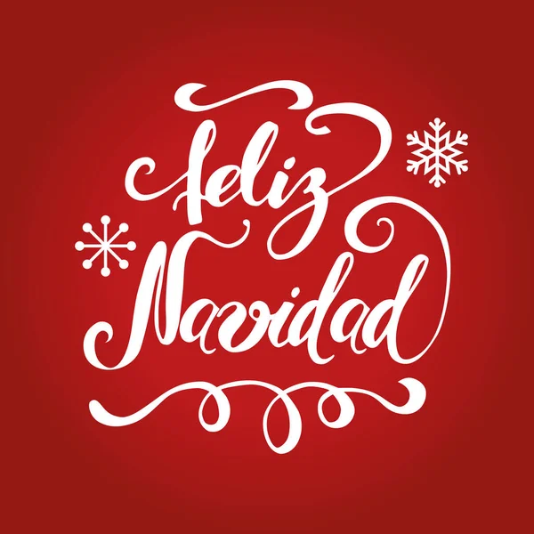 Feliz texto de Natal em círculo quadro nevado. Modelo de design de banner. Inscrição em espanhol — Vetor de Stock