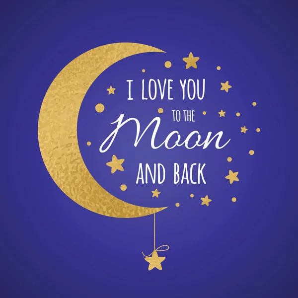 Te quiero a la luna y de vuelta. elemento de diseño de caligrafía vector moderno — Vector de stock