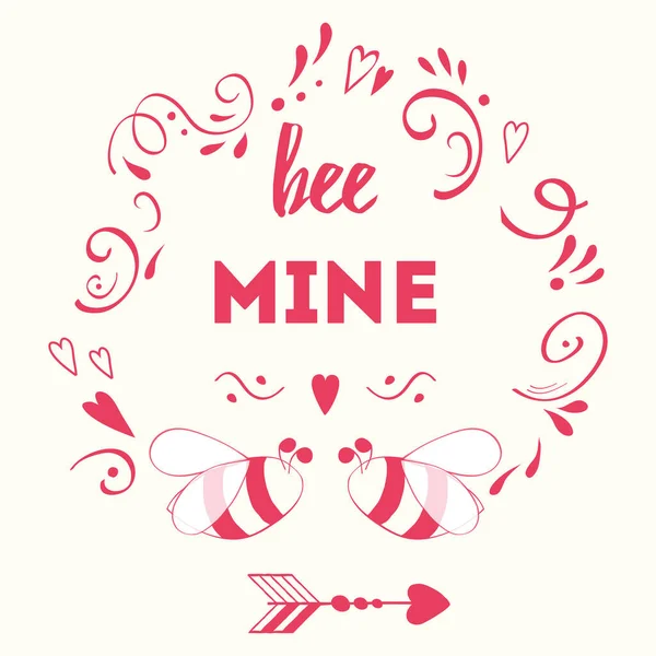Vetor romântico Feliz Dia dos Namorados cartão de caligrafia decorado floral rosa ornamentado —  Vetores de Stock
