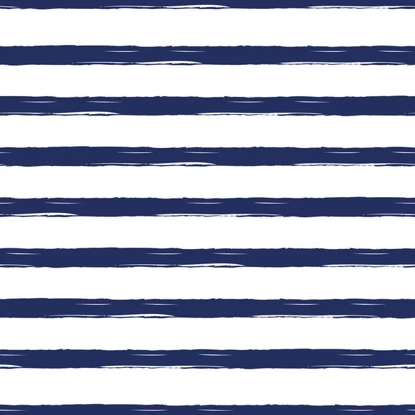 Seamless nautical pattern with hand painted brush strokes, striped background. — Stock Vector
