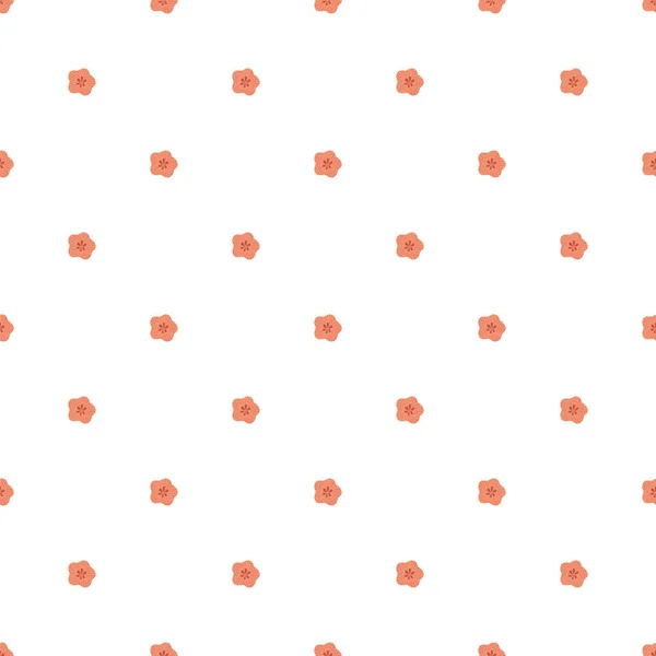Nahtloses geometrisches Muster mit kleinen runden Tupfen mit floralem Motiv. rote niedliche winzige Blüten. Stoffgewebe — Stockvektor