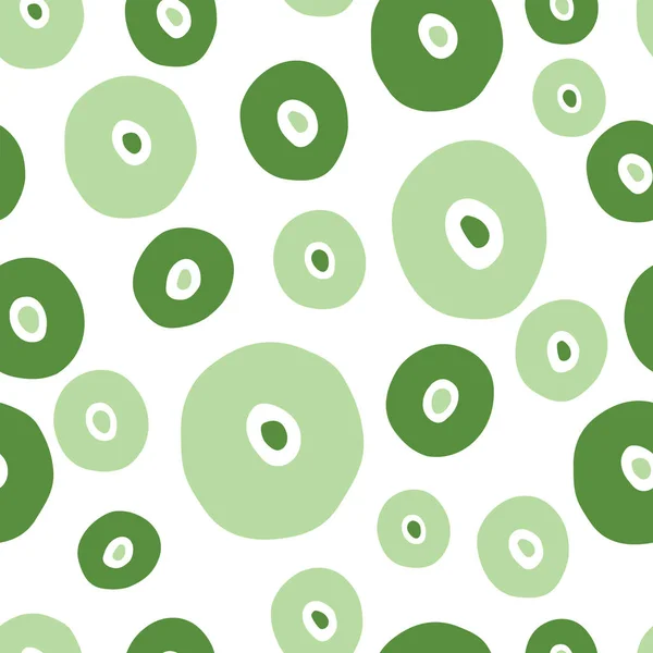 녹색으로 만들어 진 폴카 점 무늬가 있는 추상적 인 실없는 무늬 — 스톡 벡터