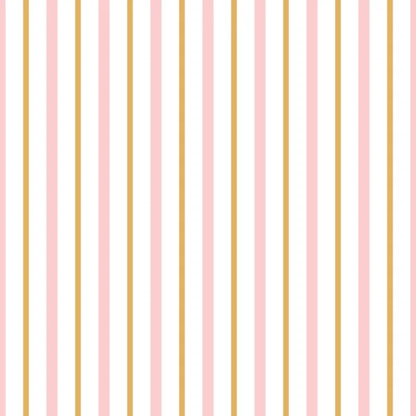 矢量无缝图案垂直条纹几何装饰品金黄色粉红线女婴背景墙纸 — 图库矢量图片