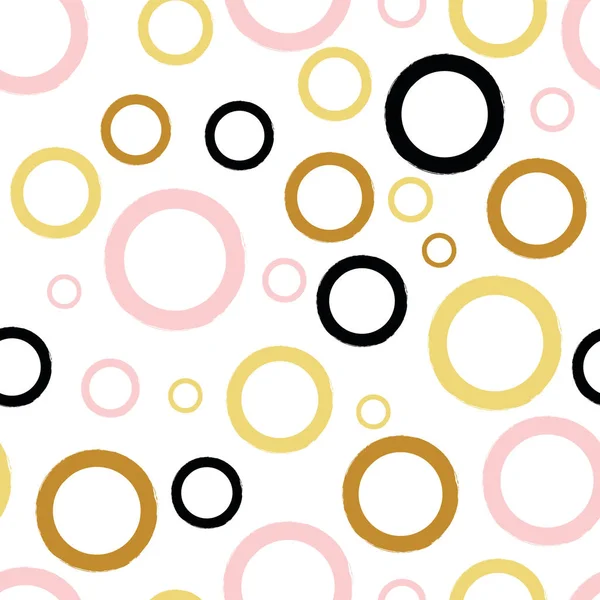 Vector fără sudură model polka punct ornament abstract decorat galben roz, negru mână desenate elemente — Vector de stoc