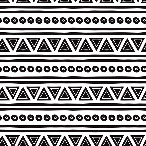 黒と白のシームレスな部族の民族パターン｜アステカ抽象的な背景ベクトルでメキシコの装飾的なテクスチャ — ストックベクタ